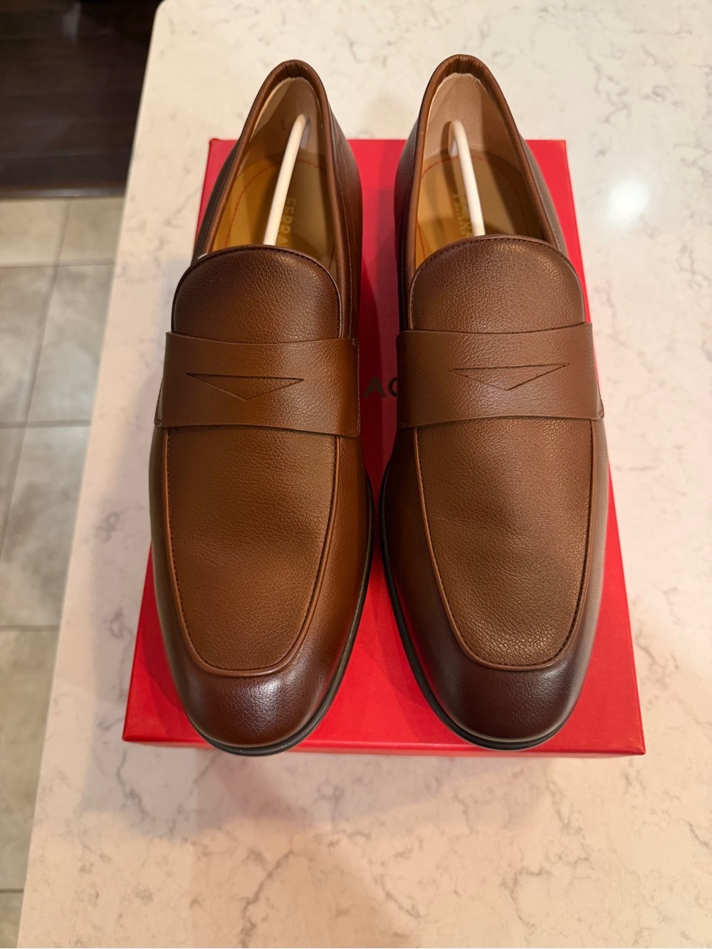 Salvatore Ferragamo Brown Leather Penny Strap Loafers